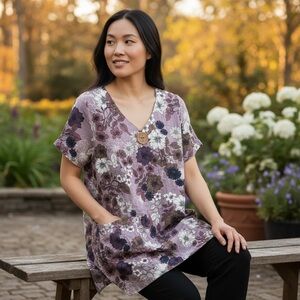Coldwater Creek Purple Floral Tunic